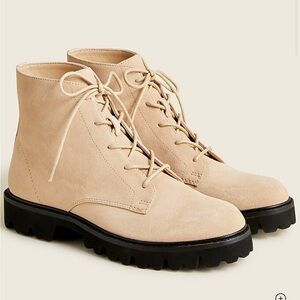 J Crew Leather Gwen lug sole lace up boots in suede combat rugged sz 8
